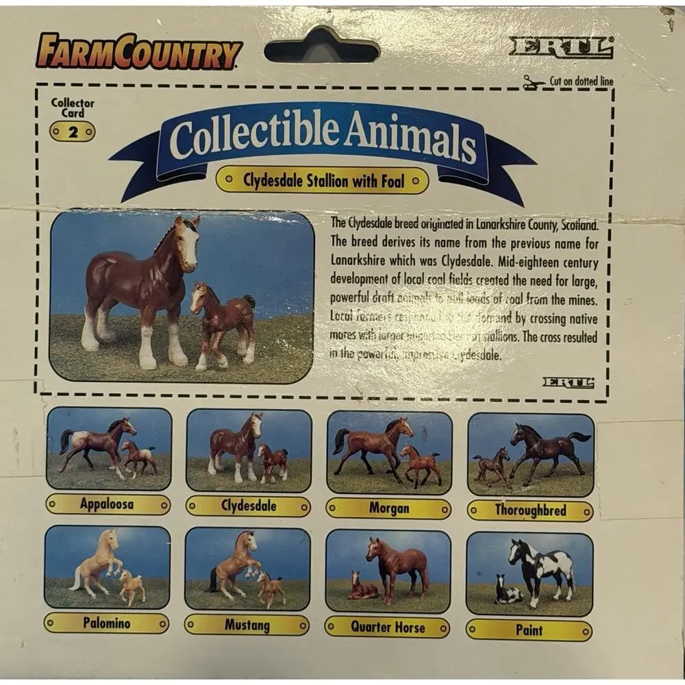 ERTL -Clydesdale Stallion With Foal 1995 Horse figurines NOS NIB VINTAGE